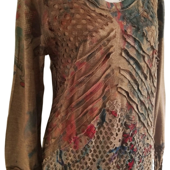 Brown tye dye tunic with many details - Picture 2 of 7